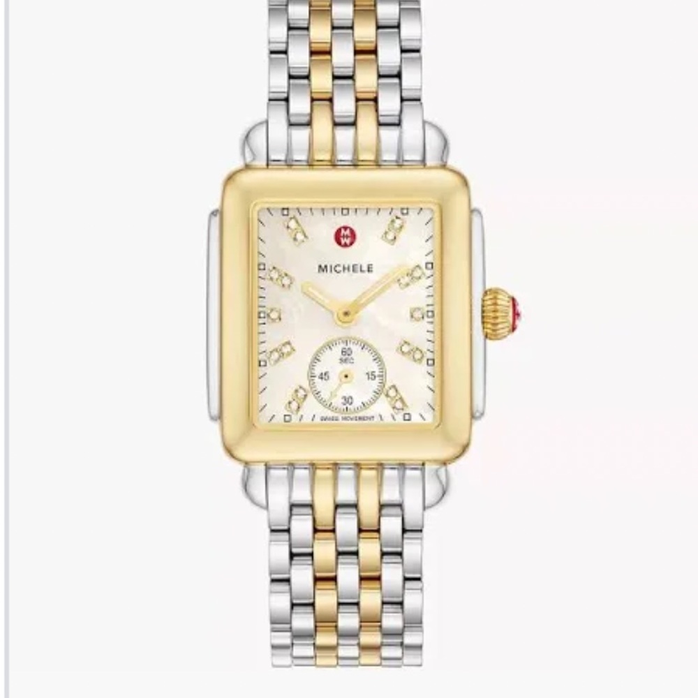 Michele Deco Two-Tone Mother of Pearl & Diamond Dial Watch on Bracelet